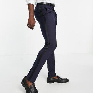 ASOS DESIGN Skinny Tuxedo Pants in Navy